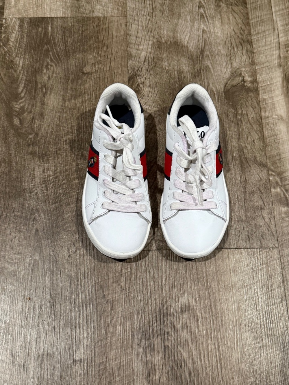 Polo Ralph Lauren Quilton Bear Shoes White Low Top Sneakers Size 2